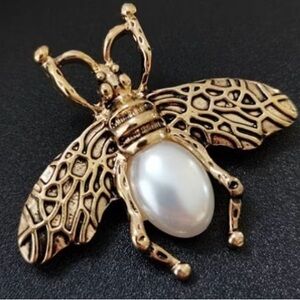 Gold and Pearl Insect fashion Brooch
